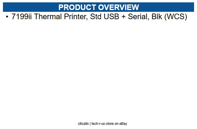 NCR 7199-7003-9001 7199ii Thermal Printer, Std USB + Serial, Blk (WCS)