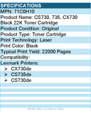 Lexmark 71C0H10 Original Laser Toner Cartridge - Black
