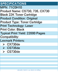 Lexmark 71C0H10 Original Laser Toner Cartridge - Black