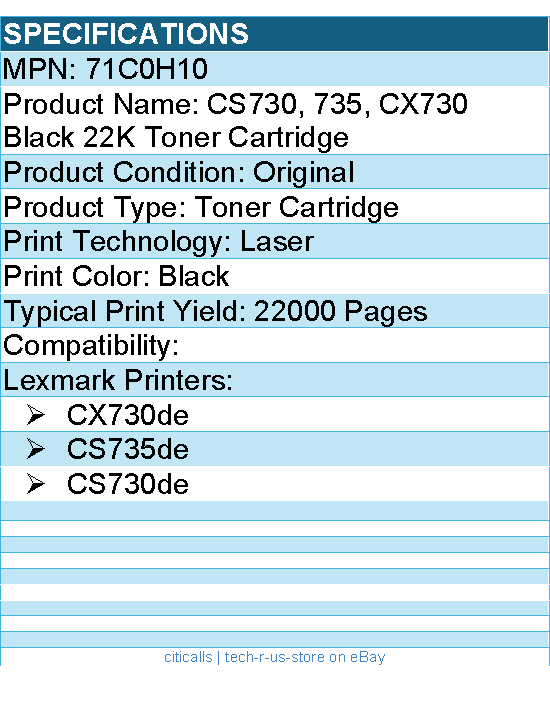 Lexmark 71C0H10 Original Laser Toner Cartridge - Black