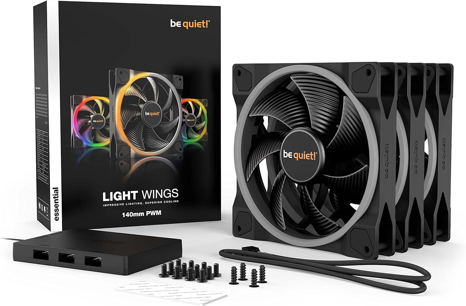 be quiet! BL078 Light Wings - Case fan PWM - 140mm - 1500 rpm -Black (pack of 3)