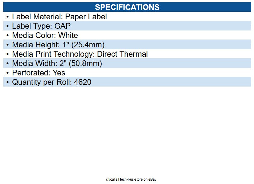 Zebra 72275 Z-select 4000d Paper Labels White - 2" X 1" - Direct Thermal - 3"