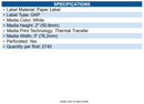 Zebra 72285 Z-select 4000t Paper Labels White - 3" X 2" - Thermal Transfer - 3"