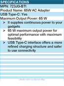 BTI 723JG-BTI 65W TYPE-C AC ADAPTER - Compatible OEM: 723JG