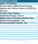 HPE 727258-B21 Sourcing 96W Smart Storage Battery with 145mm Cable