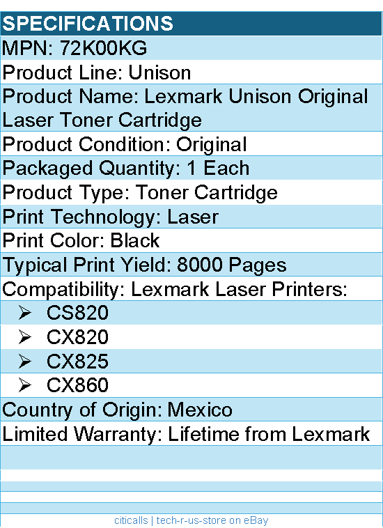 Lexmark 72K00KG Unison Original Laser Toner Cartridge - Black - 1 Each