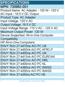 HPI 730982-001 AC Adapter - 120 W - 120 V AC Input - 19.5 V DC Output