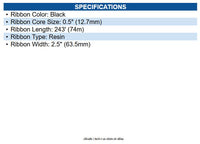 Zebra 74941 Image Lock Wax Resin Ribbon Black - Thermal Transfer 2.52inx242ft