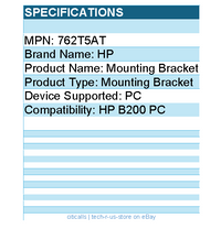 HP 762T5AT Mounting Bracket for PC - for HP B200 PC - Black