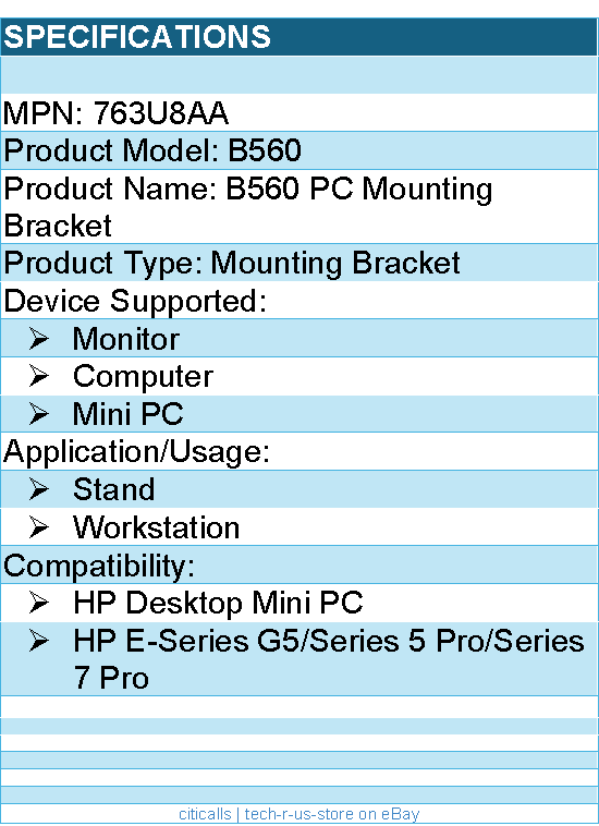 HP 763U8AA B560 Mounting Bracket for Monitor, Computer, Mini PC