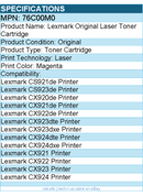 Lexmark 76C00M0 Original Laser Toner Cartridge - Magenta - 1 Each