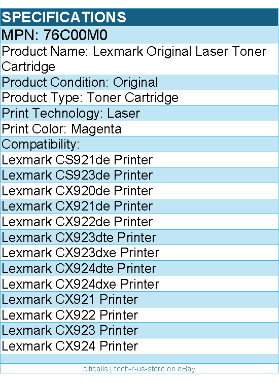 Lexmark 76C00M0 Original Laser Toner Cartridge - Magenta - 1 Each