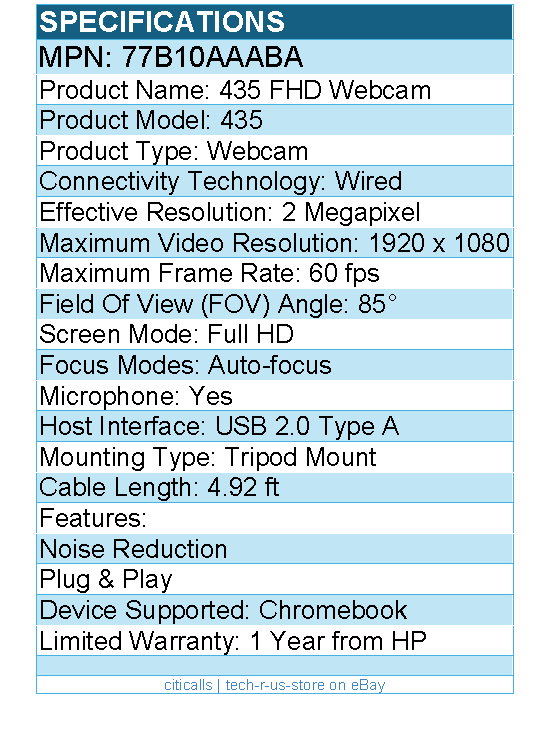 HP 77B10AA#ABA 435 Webcam - 2 Megapixel - 60 fps - USB 2.0 Type A