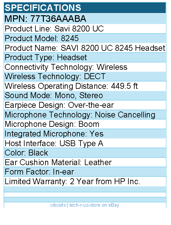 HP Poly 77T36AAABA Savi Microsoft Teams Certified DECT 1920-1930 MHz Headset