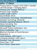 HP Poly 77Y96AA Voyager 4310 USB-C Headset +BT700 Dongle - 4.92 ft