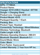 HP Poly 77Y96AA Voyager 4310 USB-C Headset +BT700 Dongle + Charging Stand