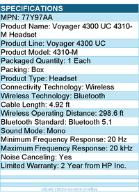HP Poly 77Y97AA Voyager 4300 UC 4310-M Headset - Noise Canceling - Black