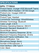 HP Poly 77Y98AA Voyager 4320-M Microsoft Teams Certified USB-A Headset - Black