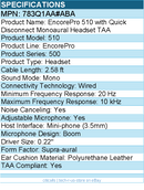 HP Poly 783Q1AA#ABA EncorePro 510 with Quick Disconnect Monoaural Headset