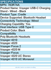 HP Poly 783R7AA Voyager USB-C Charging Stand - Wired - Black
