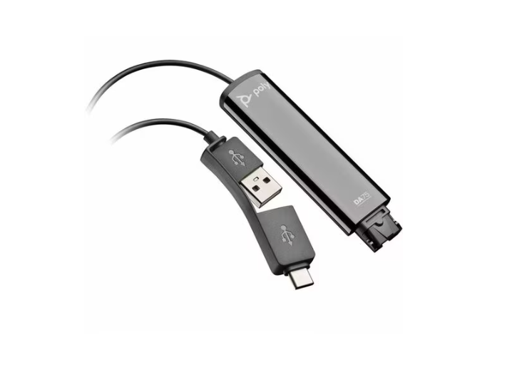 HP Poly 786C6AA DA75 USB to QD Black Adapter TAA - USB Type C - for Headset