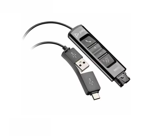 HP Poly 786C7AA DA85 USB to QD Black Headset Adapter TAA - Black