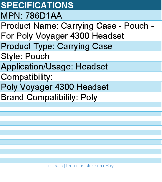 HP Poly 786D1AA Carrying Case - Pouch - For Poly Voyager 4300 Headset