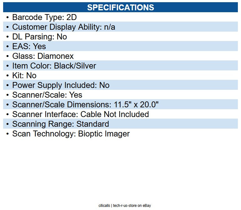 NCR 7896-3111-1000 Color Bi-Optic Imager - Scanner/Scale with Non-Sapphire Top