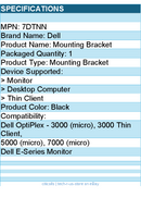Dell 7DTNN Mounting Bracket for Monitor, Desktop Computer, Thin Client - Black