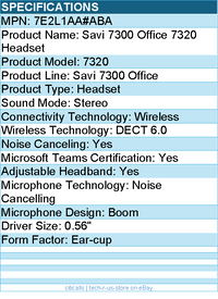HP Poly 7E2L1AA#ABA Savi 7320 Office DECT 1920-1930 MHz TAA