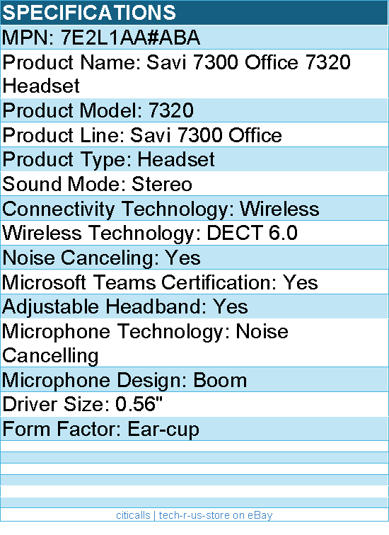 HP Poly 7E2L1AA#ABA Savi 7320 Office DECT 1920-1930 MHz TAA