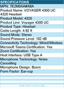 HP Poly 7E2M0AA#ABA Voyager 4320 USB-A Headset +BT700 dongle TAA