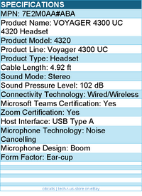 HP Poly 7E2M0AA#ABA Voyager 4320 USB-A Headset +BT700 dongle TAA