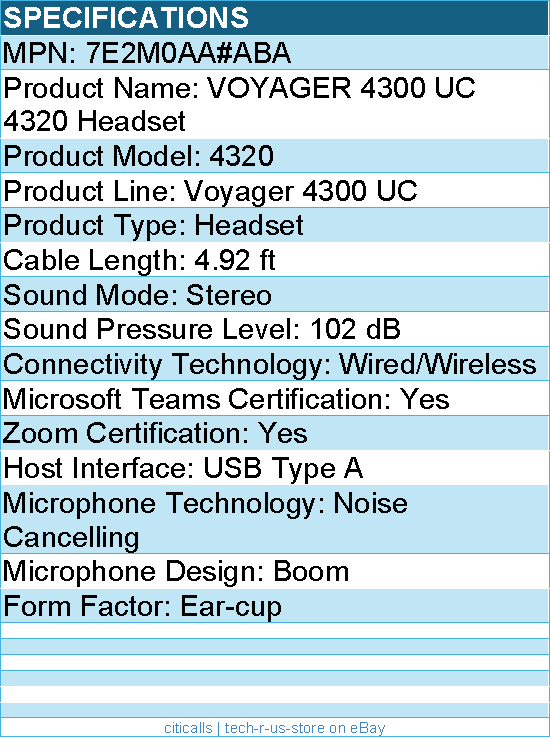 HP Poly 7E2M0AA#ABA Voyager 4320 USB-A Headset +BT700 dongle TAA