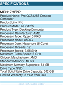 Dell 7HFPR Pro QCS1255 Desktop Computer - AMD Ryzen 5 PRO 8500G - Slim PC
