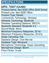 HP Poly 7W071AA#ABA Savi 8240 Office DECT 1920-1930 MHz USB-A Headset TAA