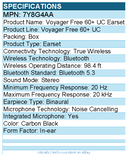 HP Poly 7Y8G4AA Voyager Free 60+ UC Earset - Stereo - True Wireless - Bluetooth