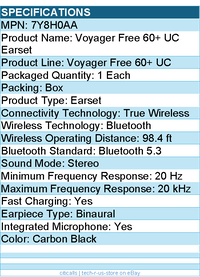 HP Poly 7Y8H0AA Voyager Free 60+ UC Earset - Microsoft Teams Certification