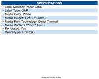 Zebra 800322-125 Z-select 4000d Paper Labels 2.25" X 1.25" - Direct Thermal - 1"
