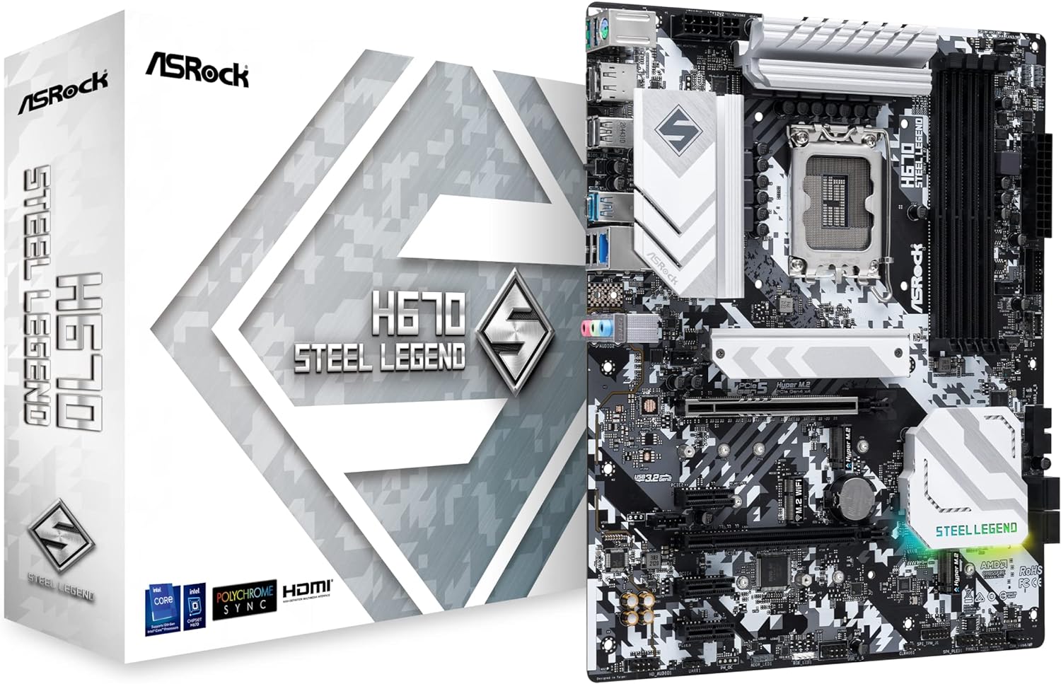 ASRock H670 Steel Legend - Motherboard - ATX - LGA1700 Socket - H670 Chipset