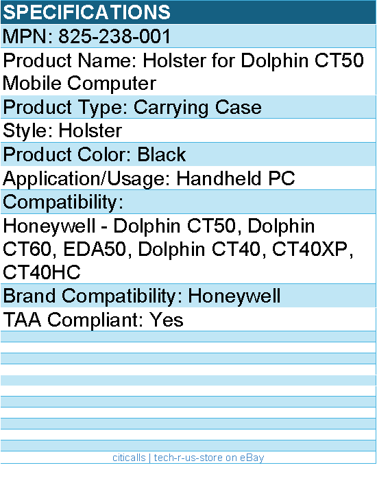 Honeywell 825-238-001 Carrying Case (Holster) - Black - TAA Compliant