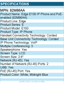 HP Poly 82M86AA Edge E100 IP Phone - Corded - 2.8" LCD - 3 Multiple Conferencing