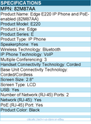 HP Poly 82M87AA Edge E220 IP Phone and PoE-enabled - 2.8" LCD - Black