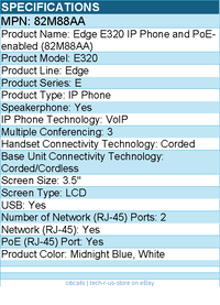 HP Poly 82M88AA Edge E320 IP Phone and PoE-enabled - 3.5" LCD