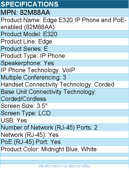 HP Poly 82M88AA Edge E320 IP Phone and PoE-enabled - 3.5" LCD