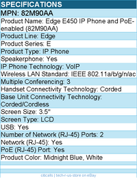 HP Poly 82M90AA Edge E450 IP Phone and PoE-enabled - 3.5" LCD
