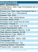 Lenovo 82W4000AUS 500e Yoga Gen 4 - 12.2" Touchscreen - 2 in 1 Chromebook