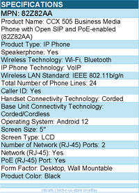 HP Poly 82Z82AA CCX 505 Business Media Phone with Open SIP and PoE-enabled