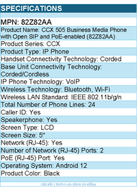 HP Poly 82Z82AA CCX 505 IP Phone - Corded - Corded/Cordless - Wi-Fi