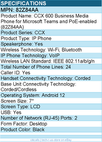 HP Poly 82Z84AA CCX 600 Business Media Phone for Microsoft Teams and PoE-enabled